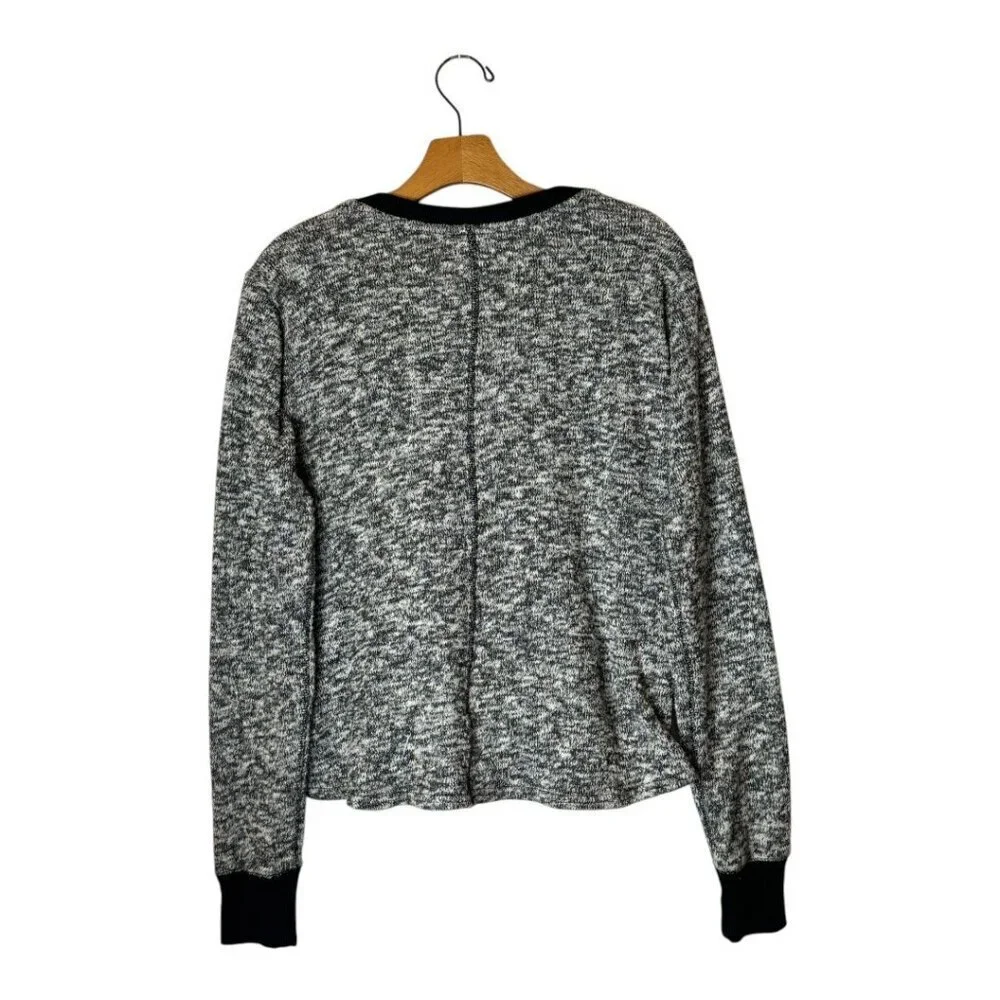 Abercrombie & Fitch Sweater Women Medium Black Knit Metallic Wrap Front Pullover